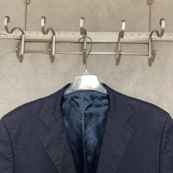 Banana Republic Blazer Men 46R Blue Italy Linen Blend Stretch 3B Sport Coat Luxe